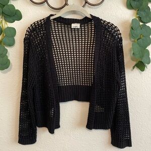 Vintage Y2K Sparkly Black Open Knit Cardigan